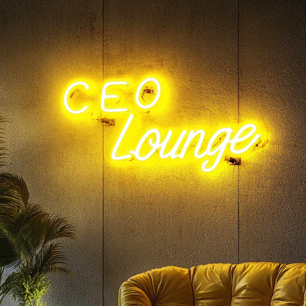 "CEO Lounge" - Yellow Neon Sign, 24 Inches