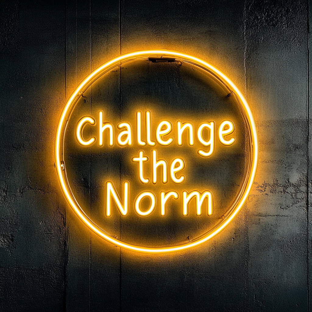 "Challenge the Norm" - Yellow Neon Sign, 24 Inches