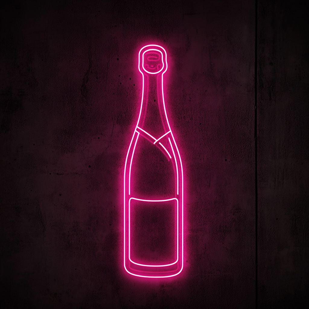Champagne Bottle Popping - Pink Neon Sign, 18 Inches
