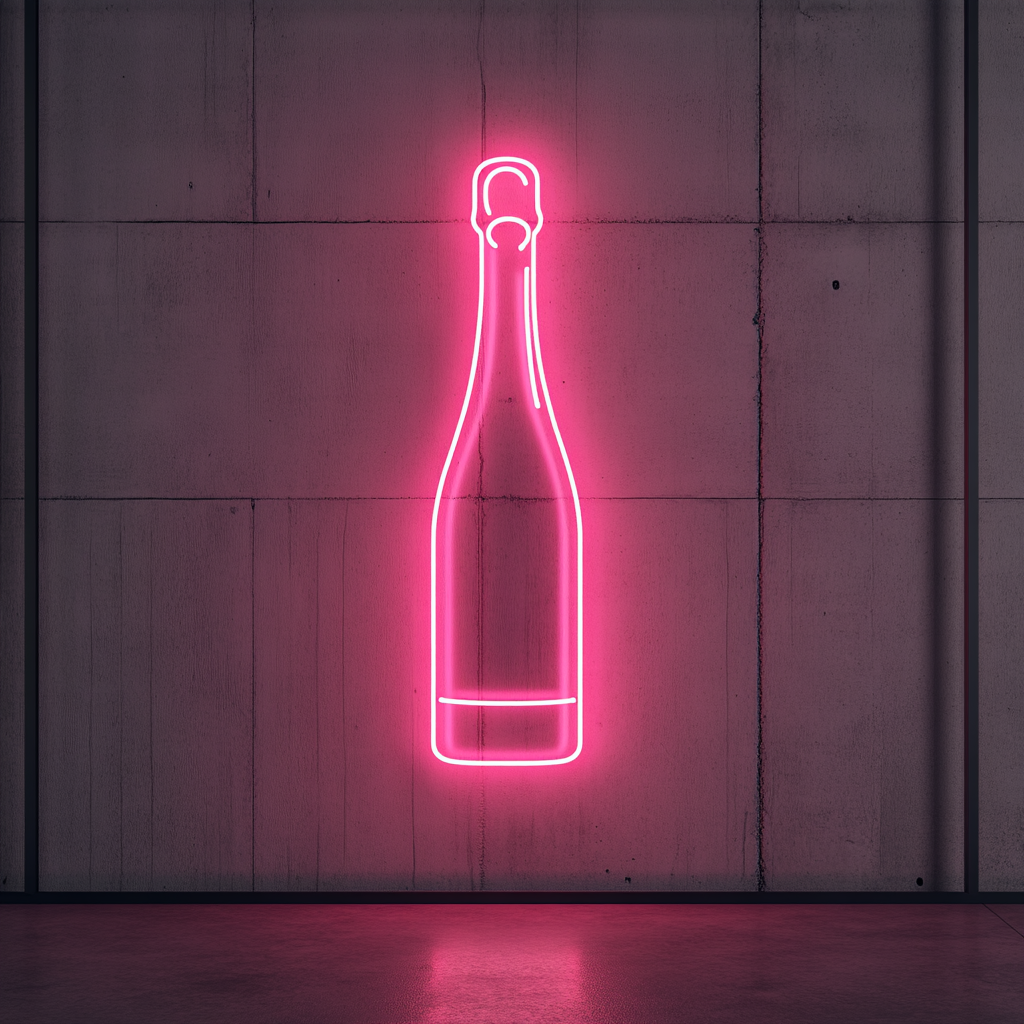 Champagne Bottle Popping - Pink Neon Sign, 18 Inches