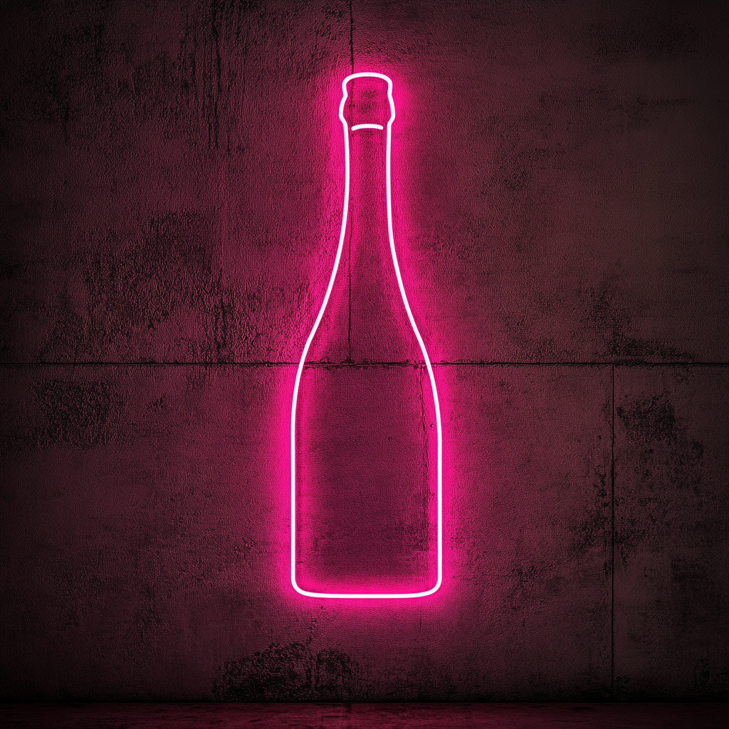 Champagne Bottle Popping - Pink Neon Sign, 18 Inches