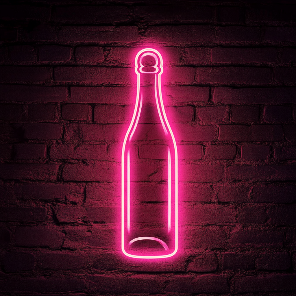 Champagne Bottle Popping - Pink Neon Sign, 18 Inches