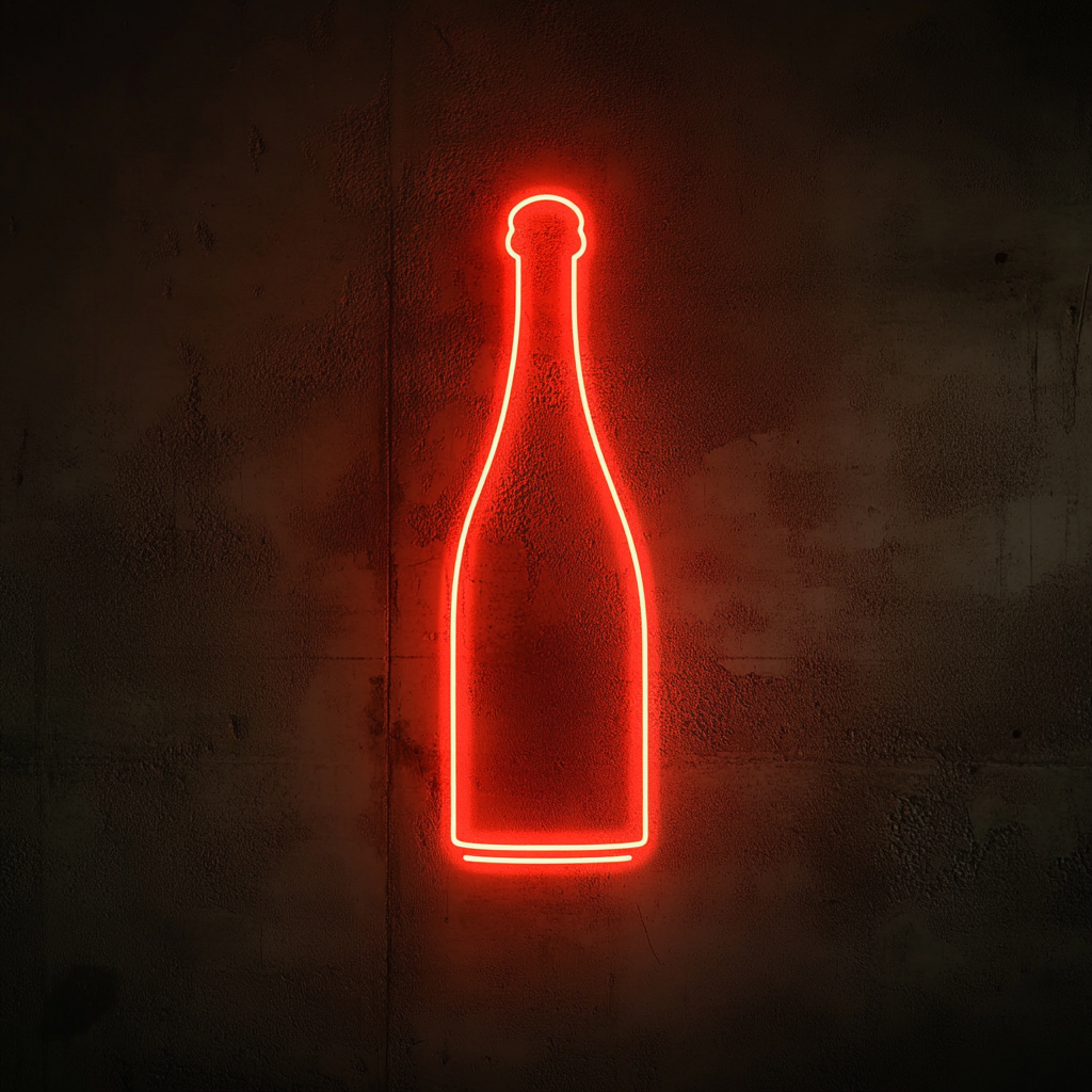 Champagne Bottle Popping - Red Neon Sign, 18 Inches