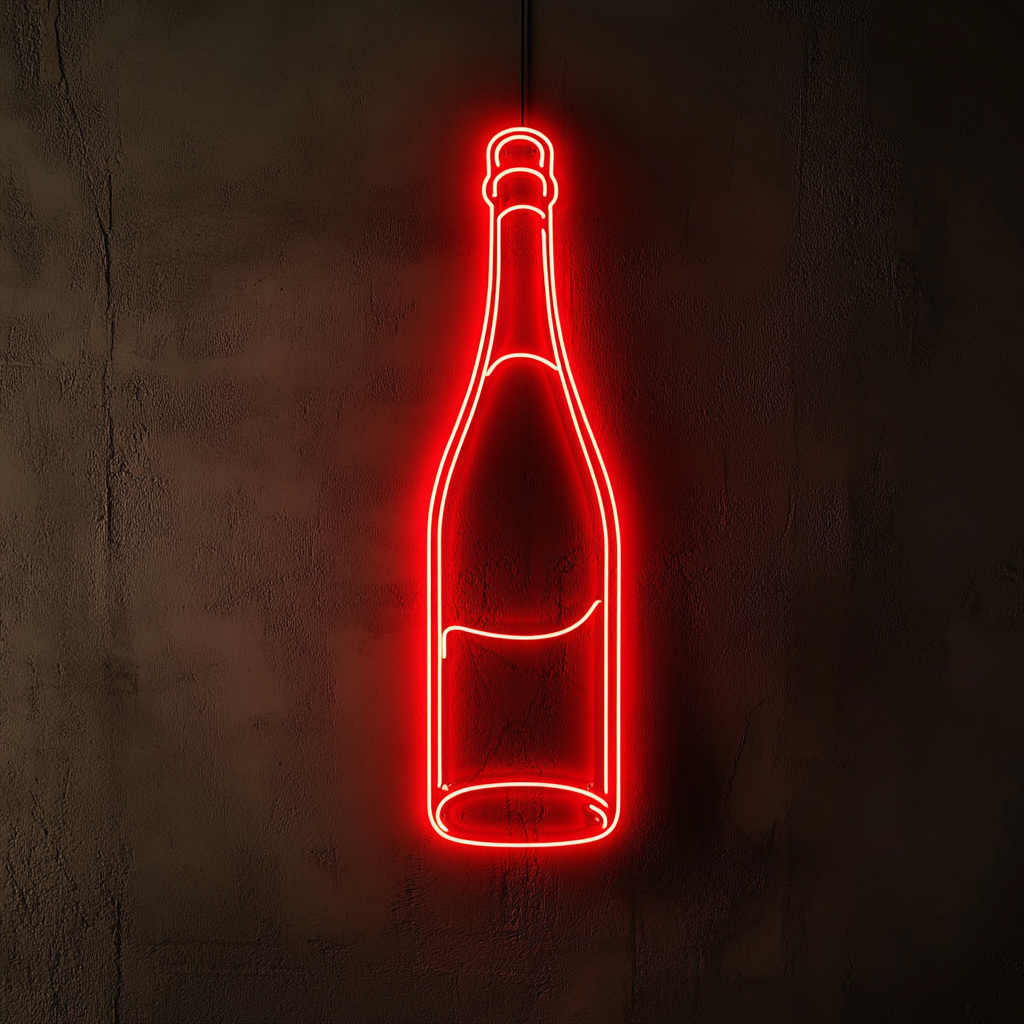 Champagne Bottle Popping - Red Neon Sign, 24 Inches