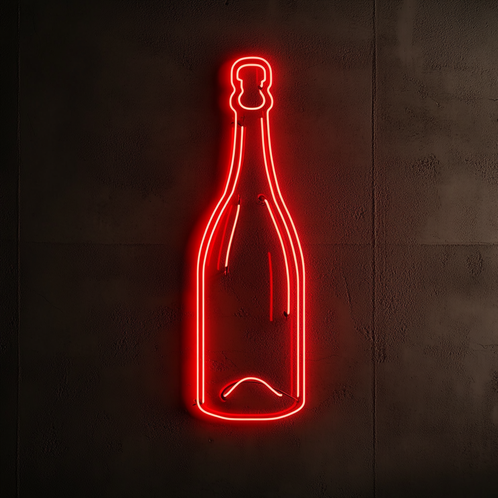 Champagne Bottle Popping - Red Neon Sign, 18 Inches