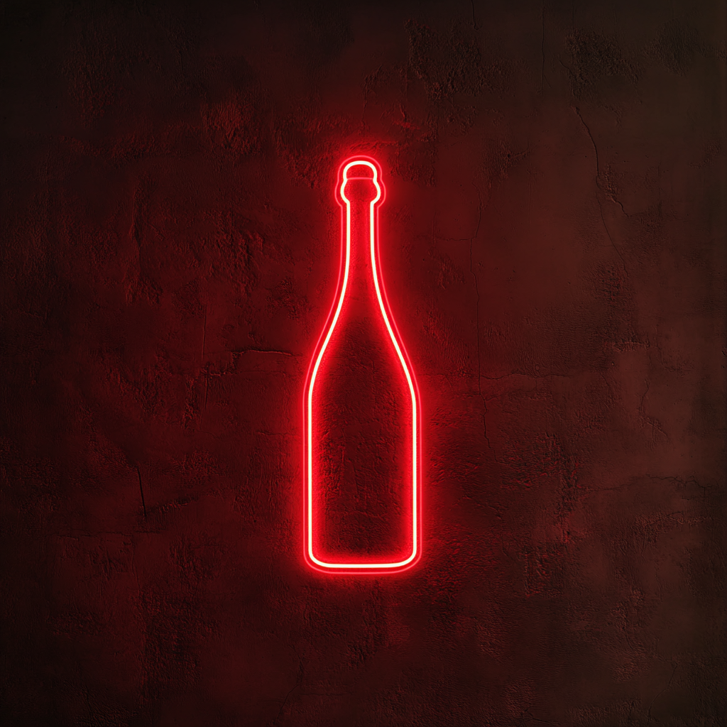 Champagne Bottle Popping - Red Neon Sign, 24 Inches