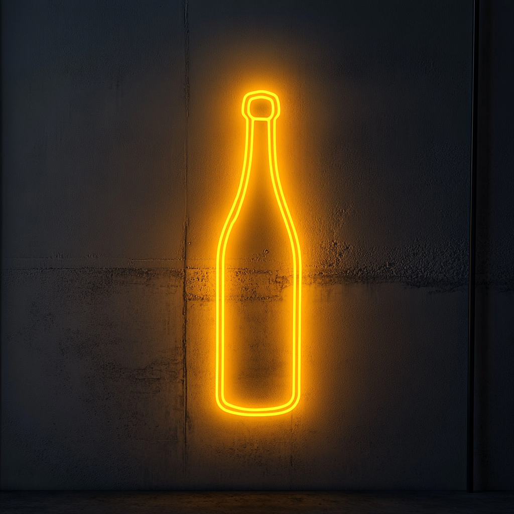 Champagne Bottle Popping - Yellow Neon Sign, 24 Inches