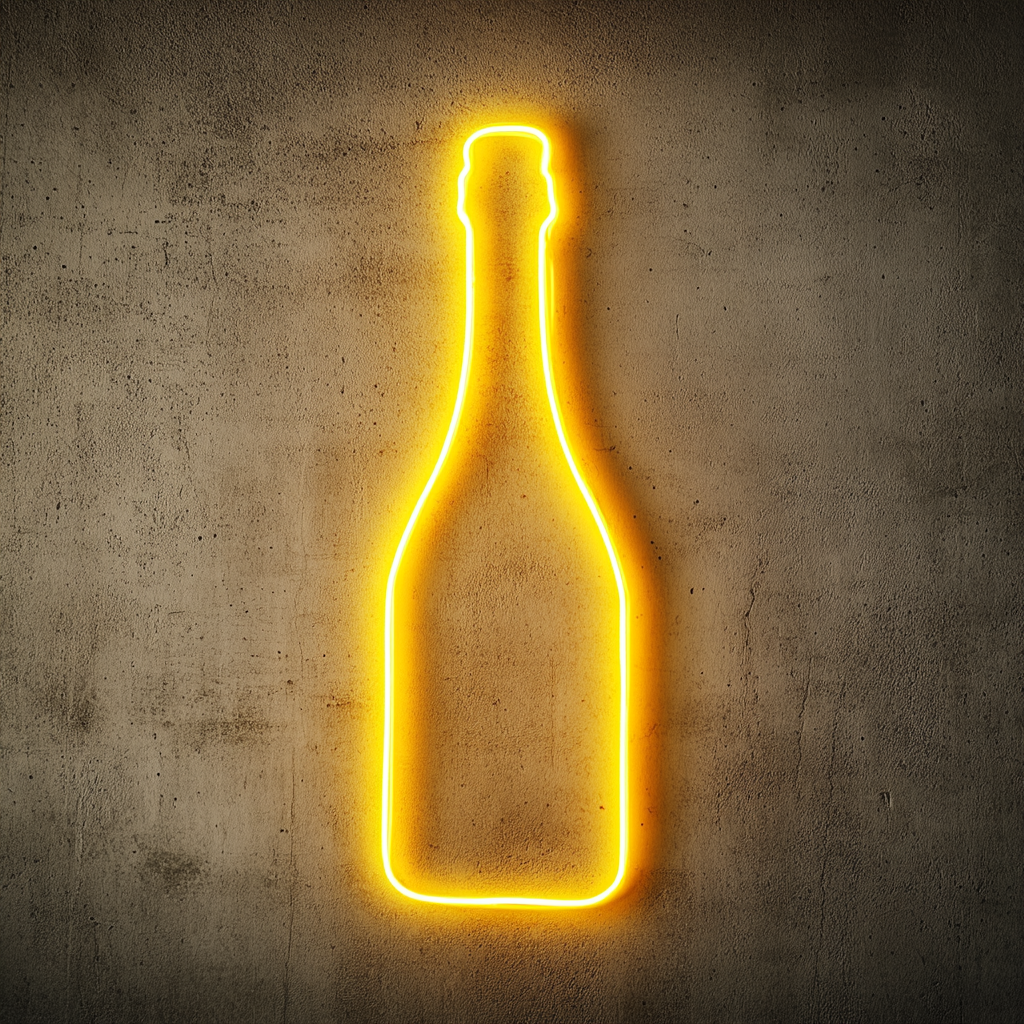 Champagne Bottle Popping - Yellow Neon Sign, 18 Inches