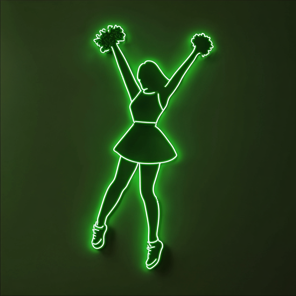 Cheerleader - Green Neon Sign, 18 Inches