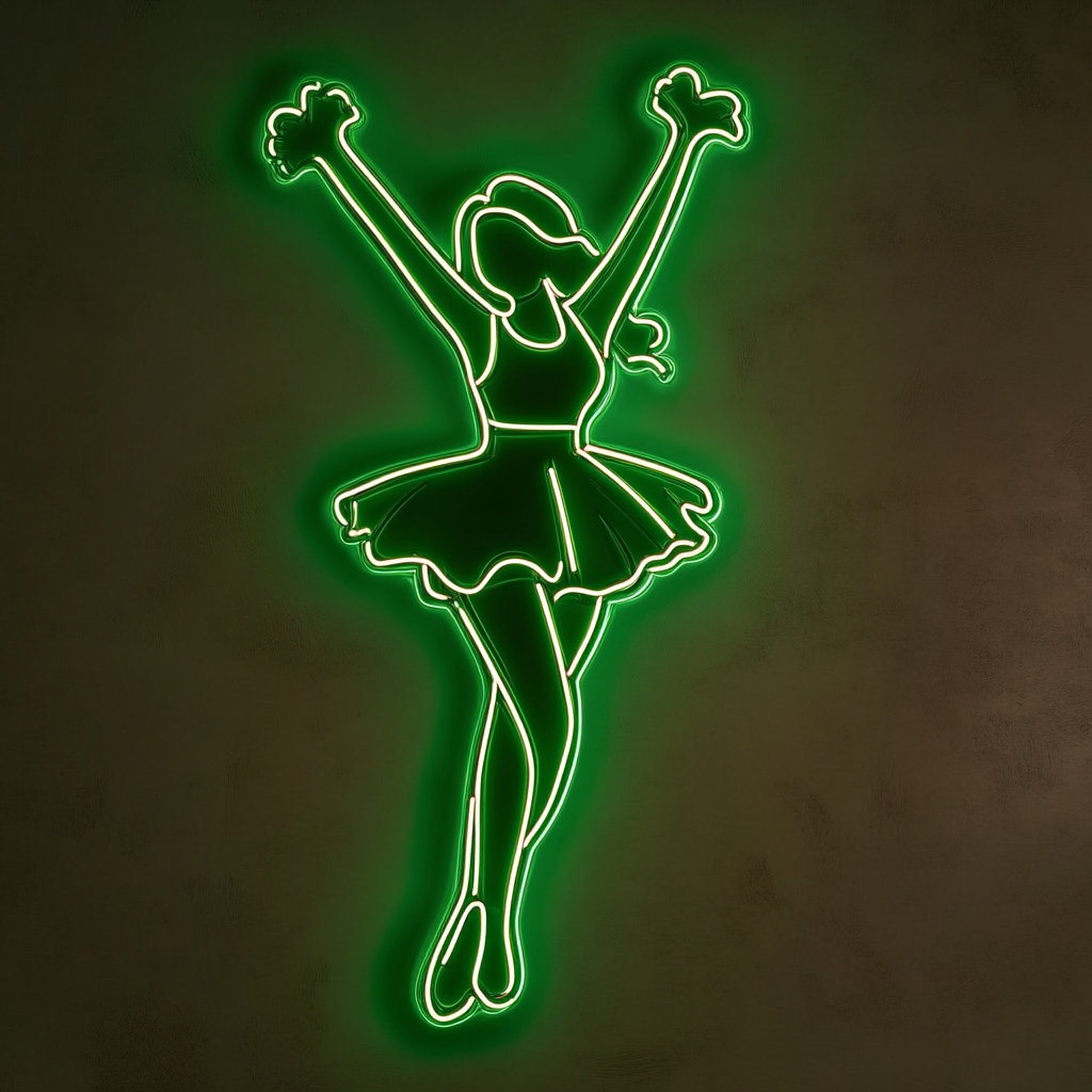Cheerleader - Green Neon Sign, 18 Inches