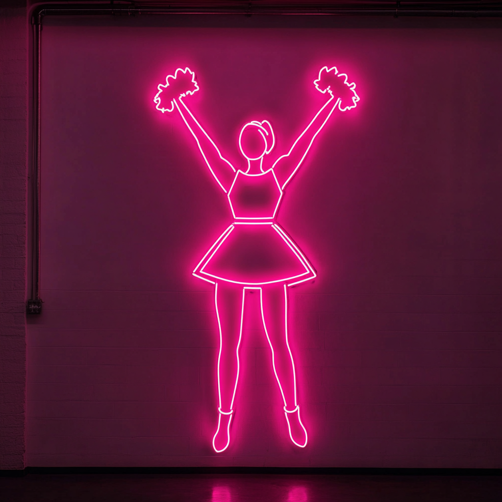 Cheerleader - Pink Neon Sign, 18 Inches