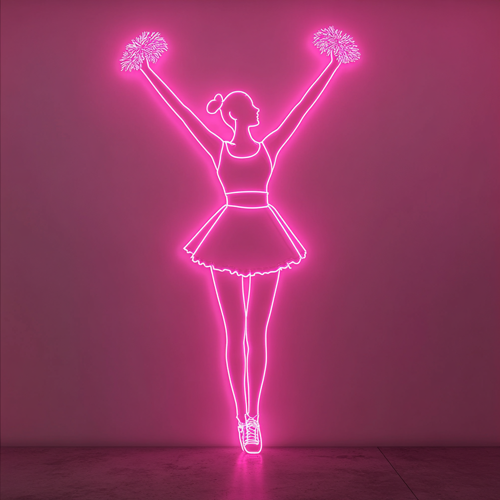 Cheerleader - Pink Neon Sign, 18 Inches