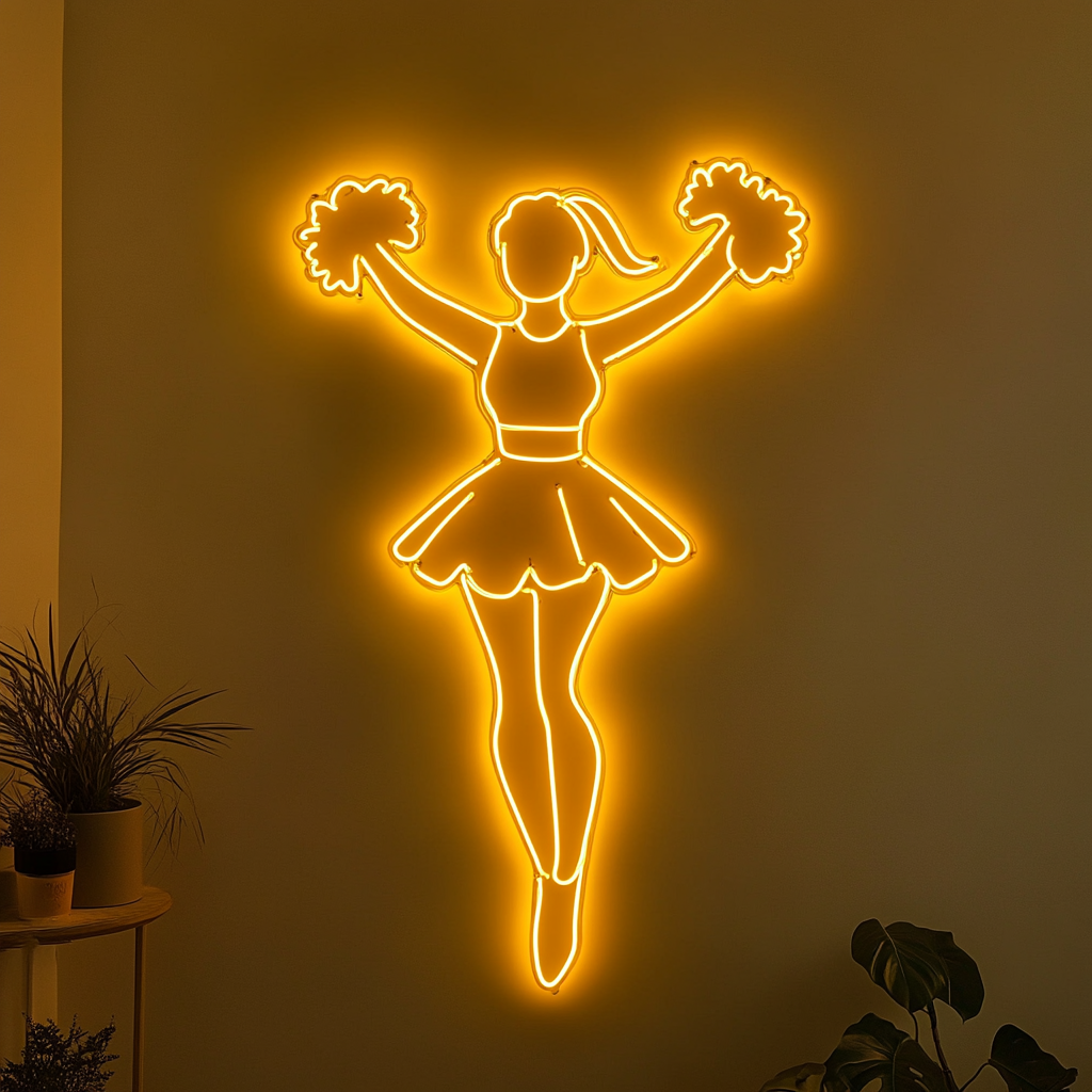 Cheerleader - Yellow Neon Sign, 18 Inches