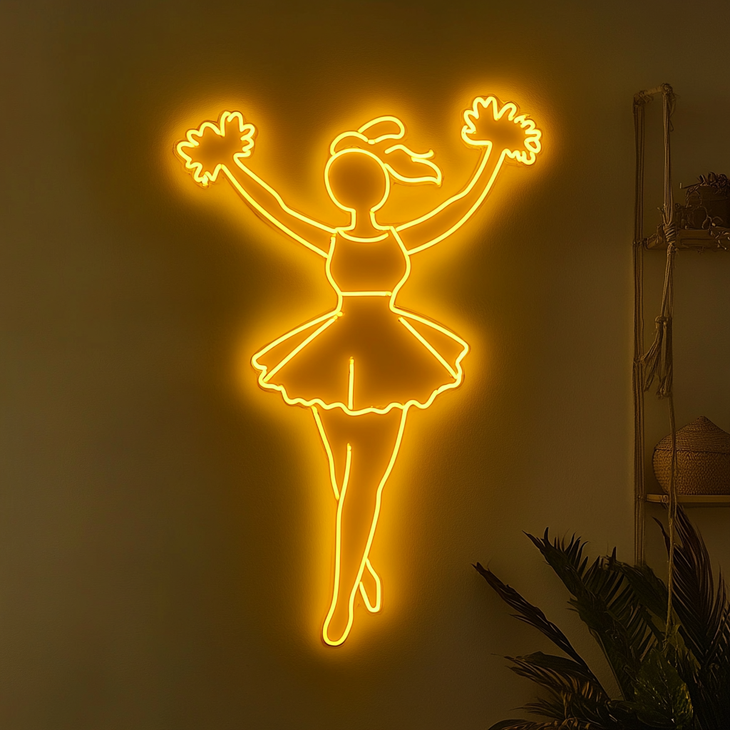 Cheerleader - Yellow Neon Sign, 18 Inches