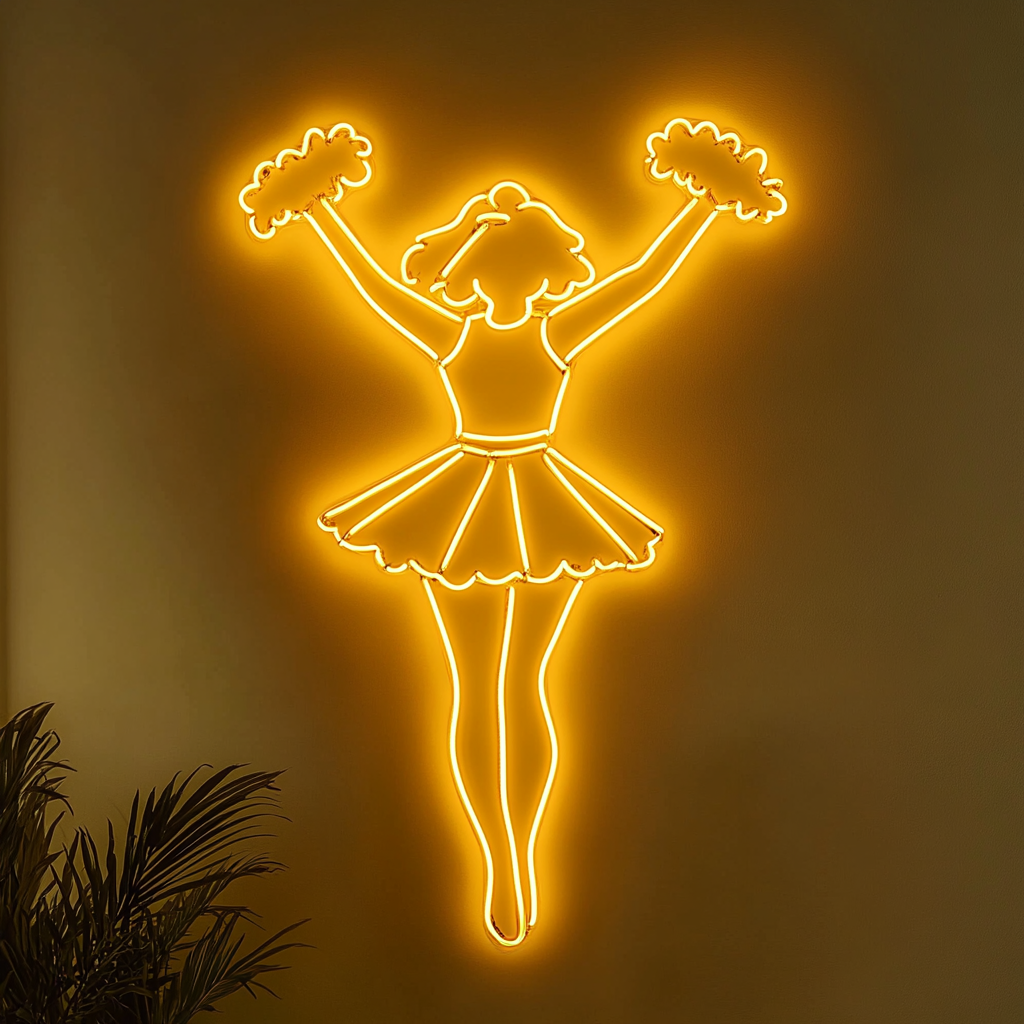 Cheerleader - Yellow Neon Sign, 18 Inches