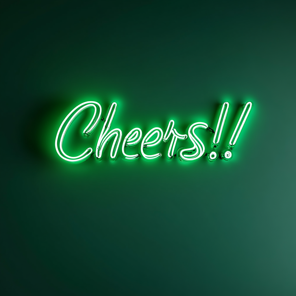 "Cheers!" - Green Neon Sign, 24 Inches