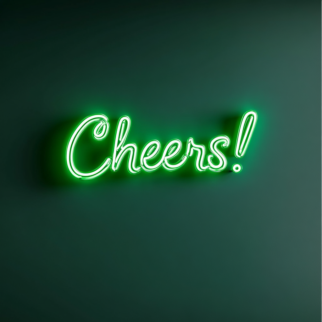 "Cheers!" - Green Neon Sign, 24 Inches