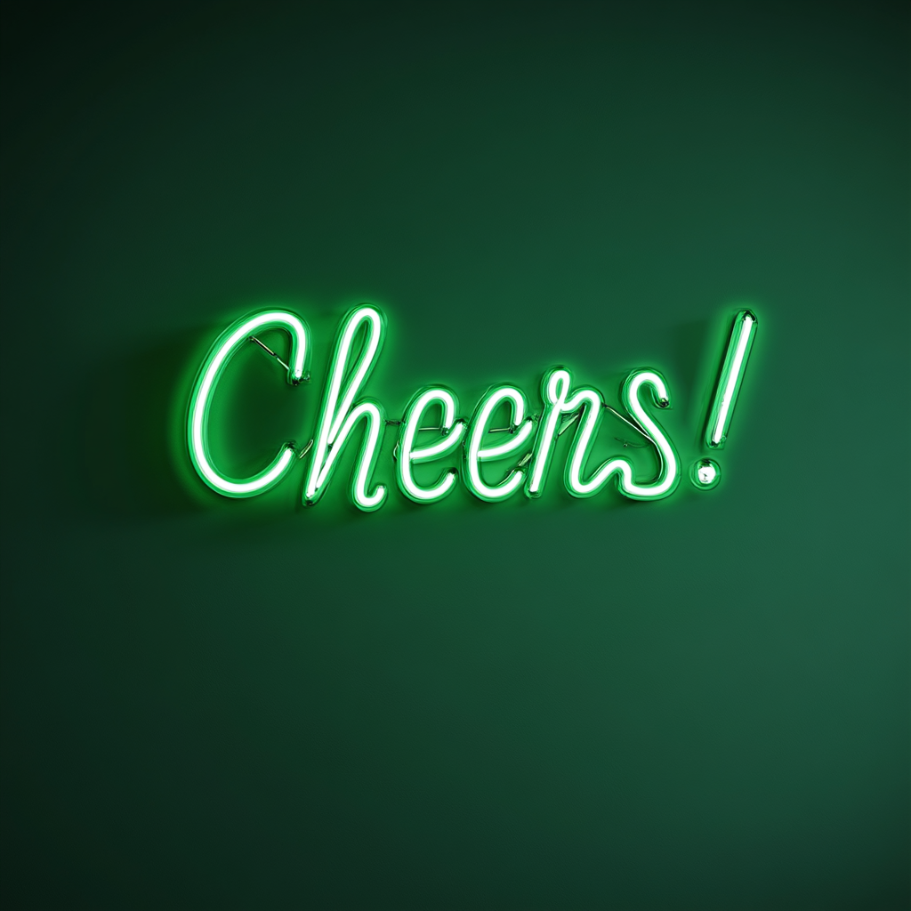 "Cheers!" - Green Neon Sign, 24 Inches