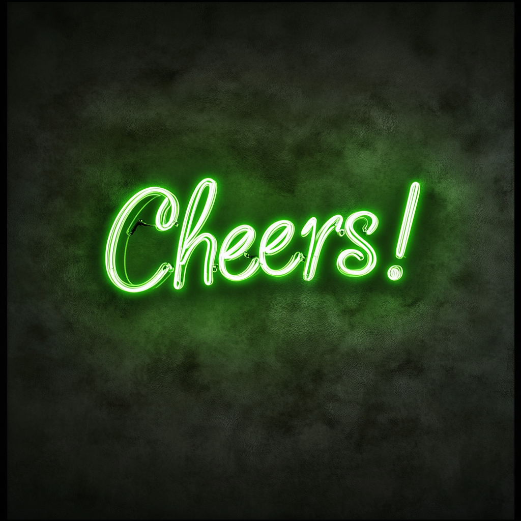 "Cheers!" - Green Neon Sign, 24 Inches