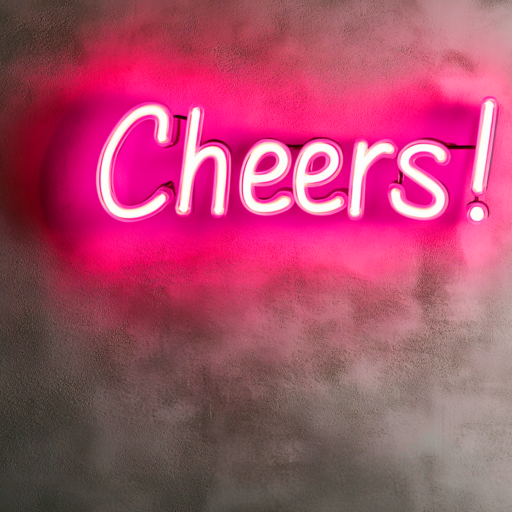 "Cheers!" - Pink Neon Sign, 24 Inches