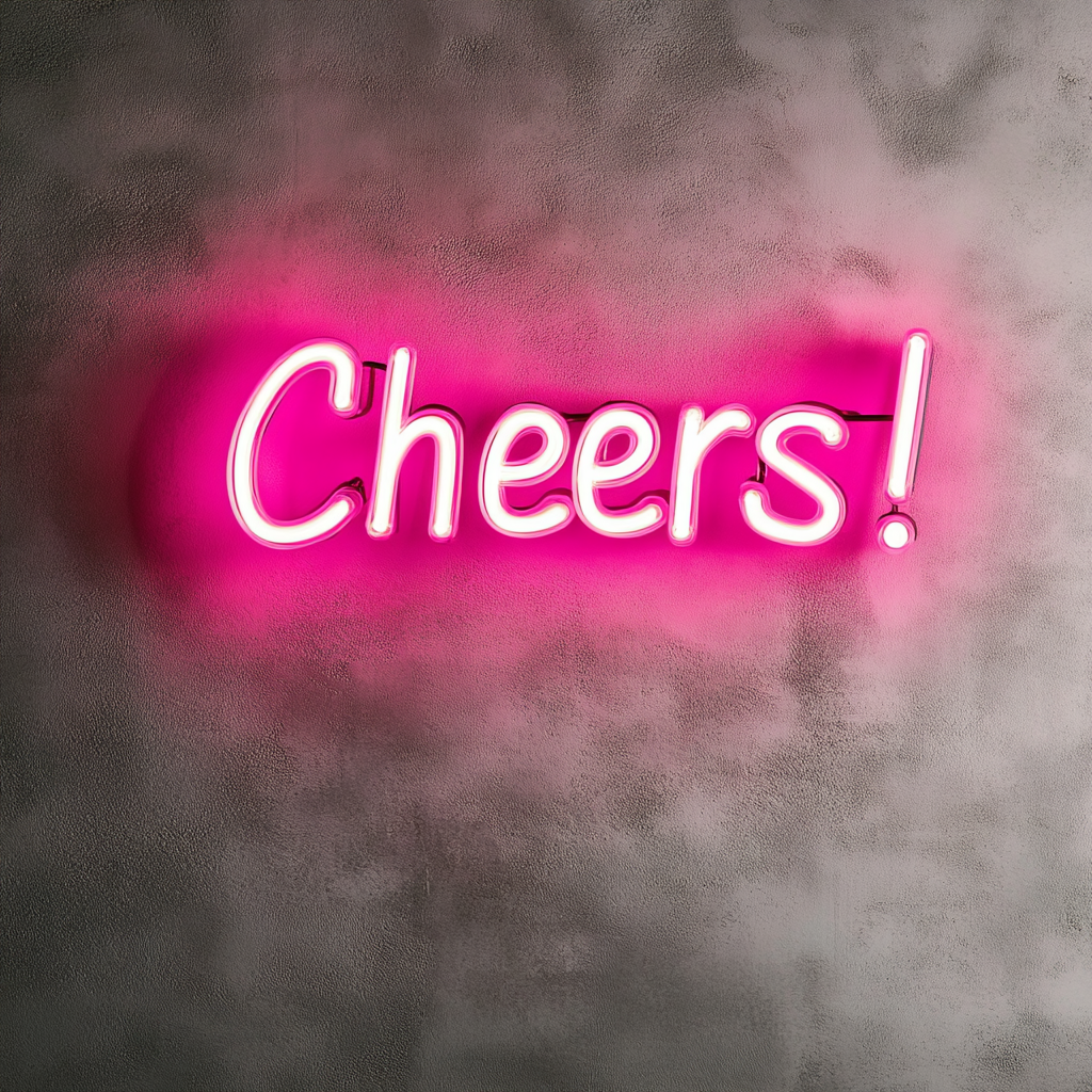 "Cheers!" - Pink Neon Sign, 24 Inches