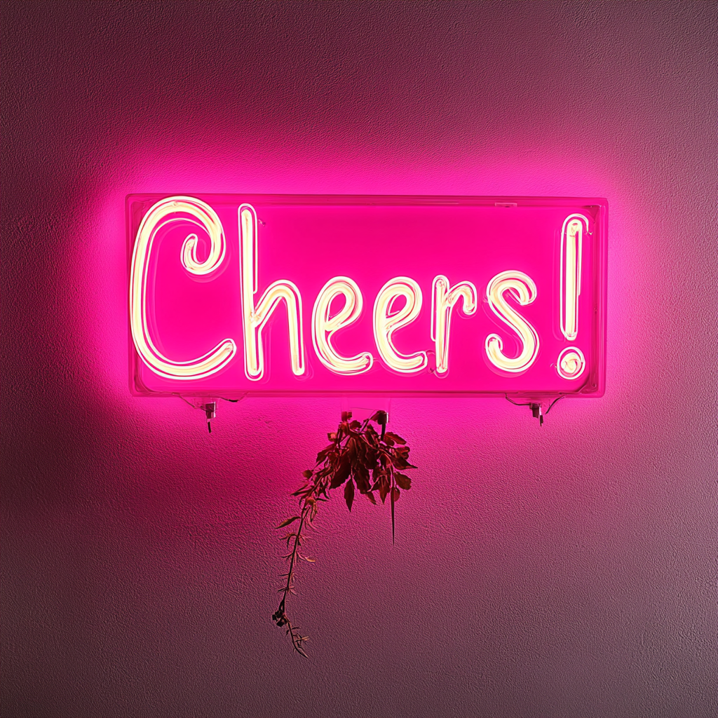 "Cheers!" - Pink Neon Sign, 18 Inches