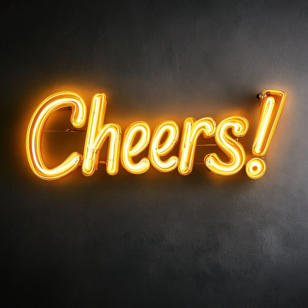 "Cheers!" - Yellow Neon Sign, 24 Inches