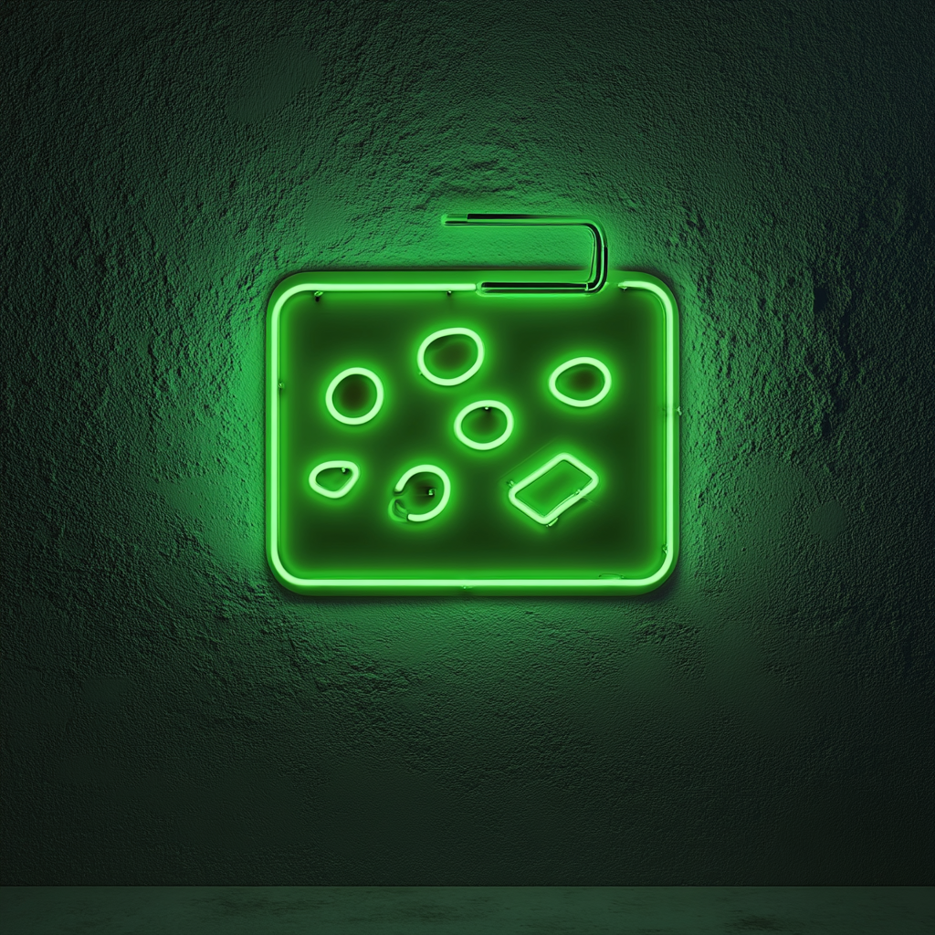 Cheeseboard with Crackers - Green Neon Sign, 18 Inches