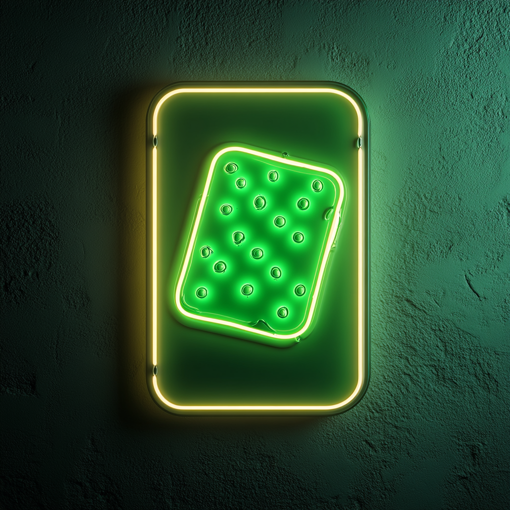 Cheeseboard with Crackers - Green Neon Sign, 18 Inches