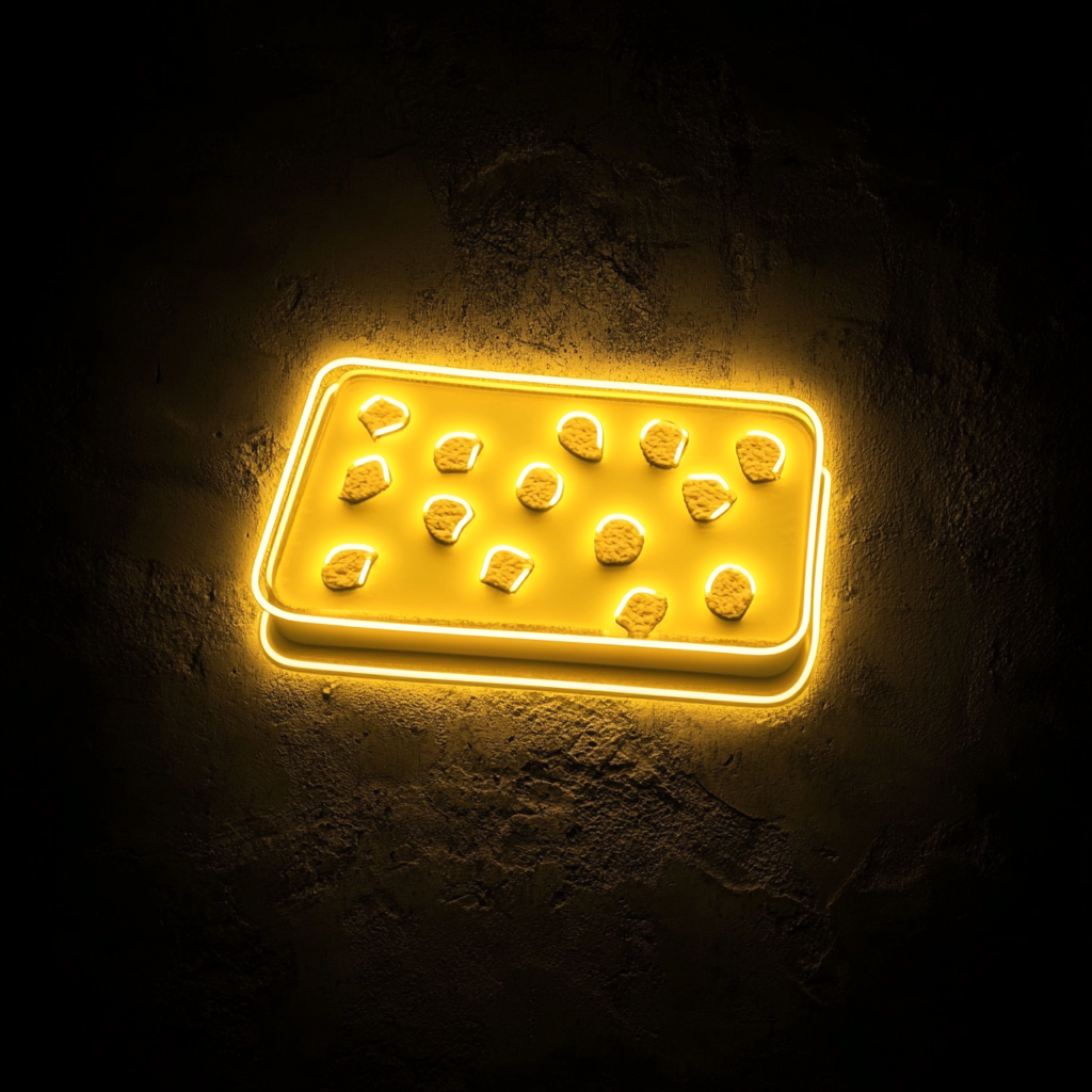 Cheeseboard with Crackers - Yellow Neon Sign, 18 Inches