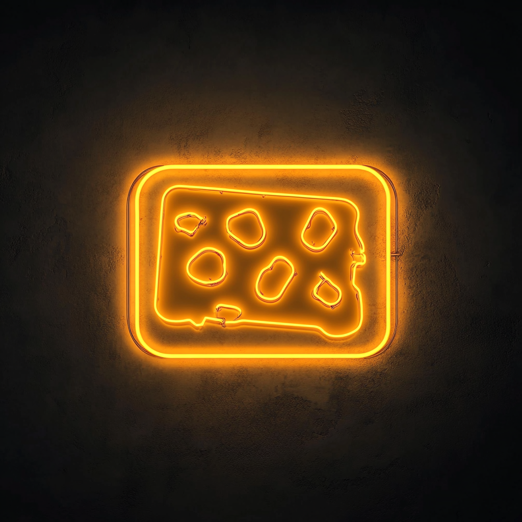 Cheeseboard with Crackers - Yellow Neon Sign, 24 Inches