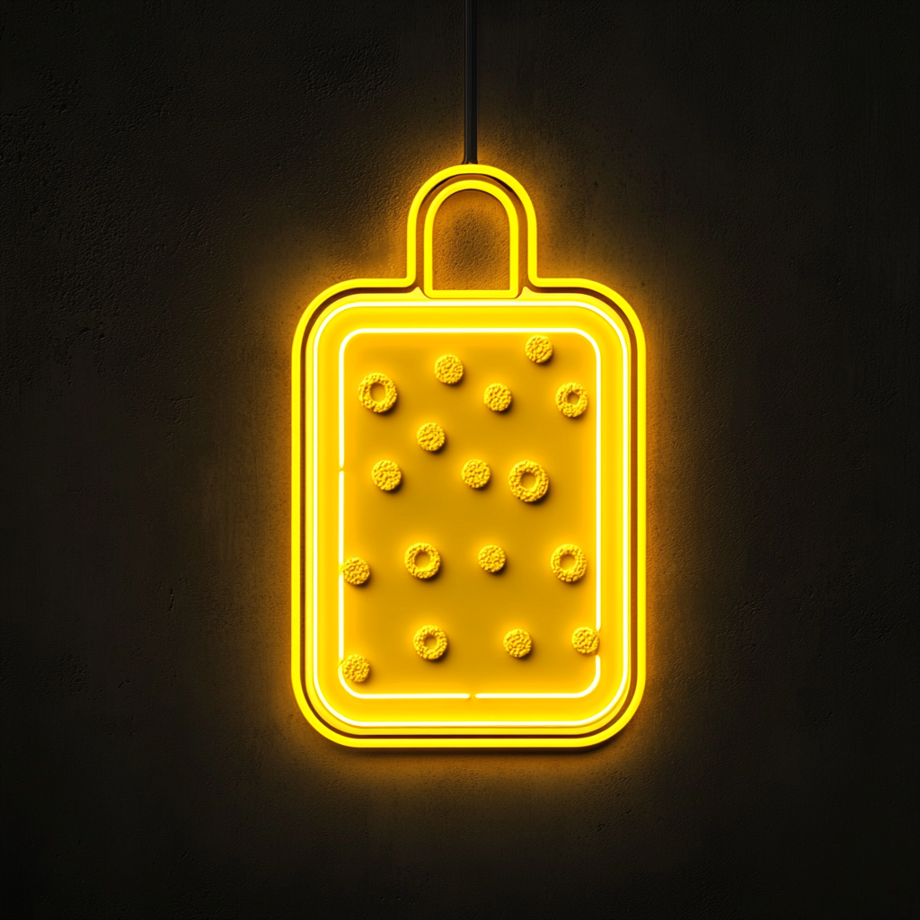 Cheeseboard with Crackers - Yellow Neon Sign, 18 Inches