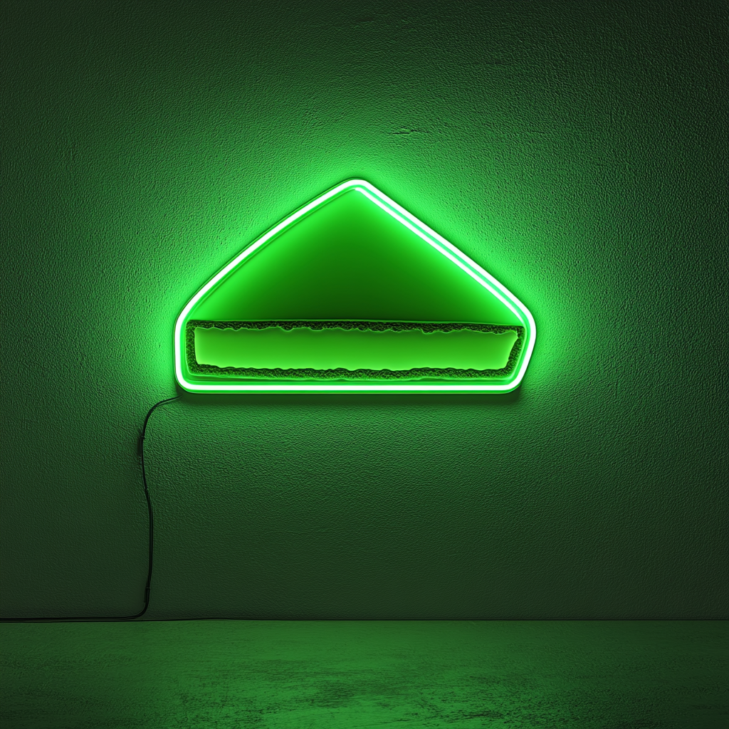 Cheesecake Slice - Green Neon Sign, 18 Inches