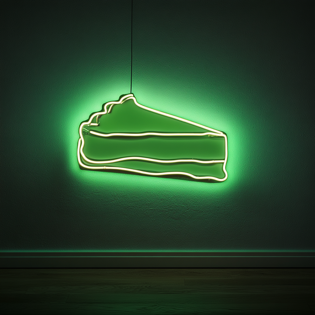 Cheesecake Slice - Green Neon Sign, 18 Inches