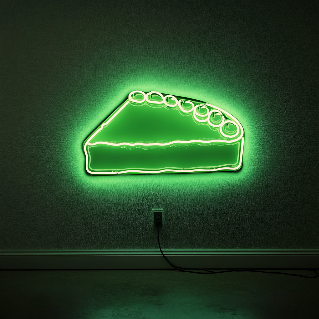 Cheesecake Slice - Green Neon Sign, 18 Inches