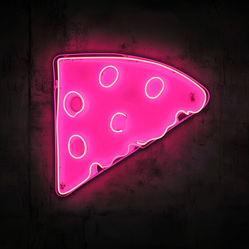 Cheese Slice - Pink Neon Sign, 18 Inches