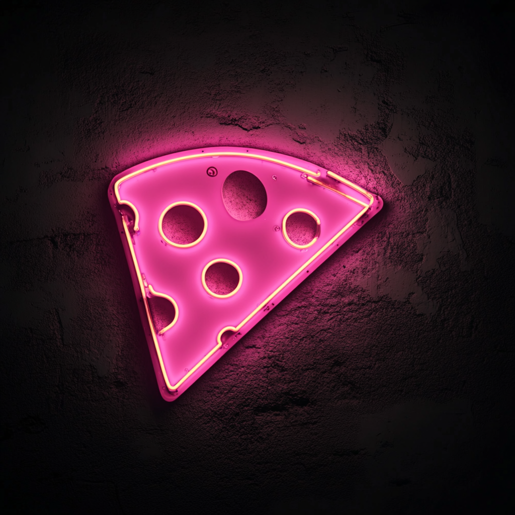 Cheese Slice - Pink Neon Sign, 18 Inches