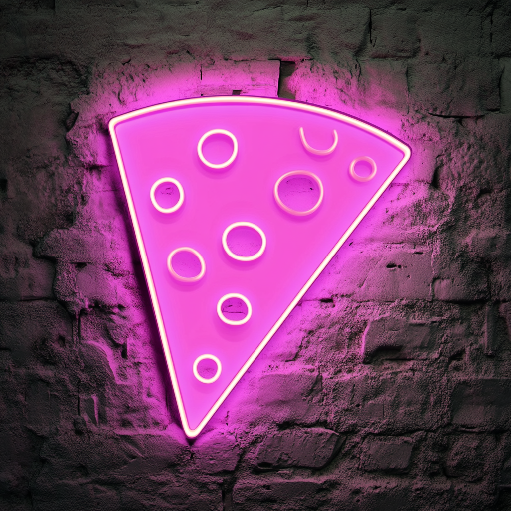Cheese Slice - Pink Neon Sign, 18 Inches