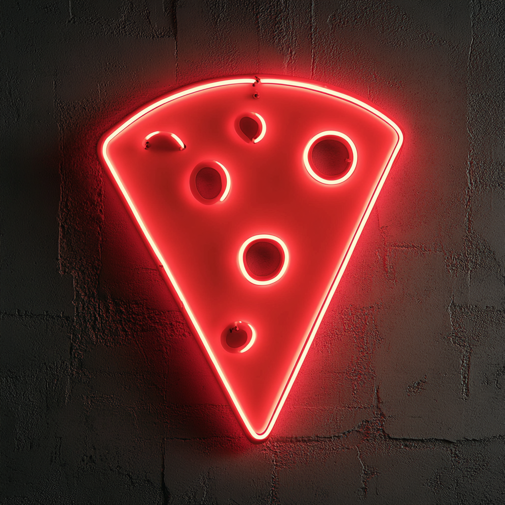 Cheese Slice - Red Neon Sign, 24 Inches