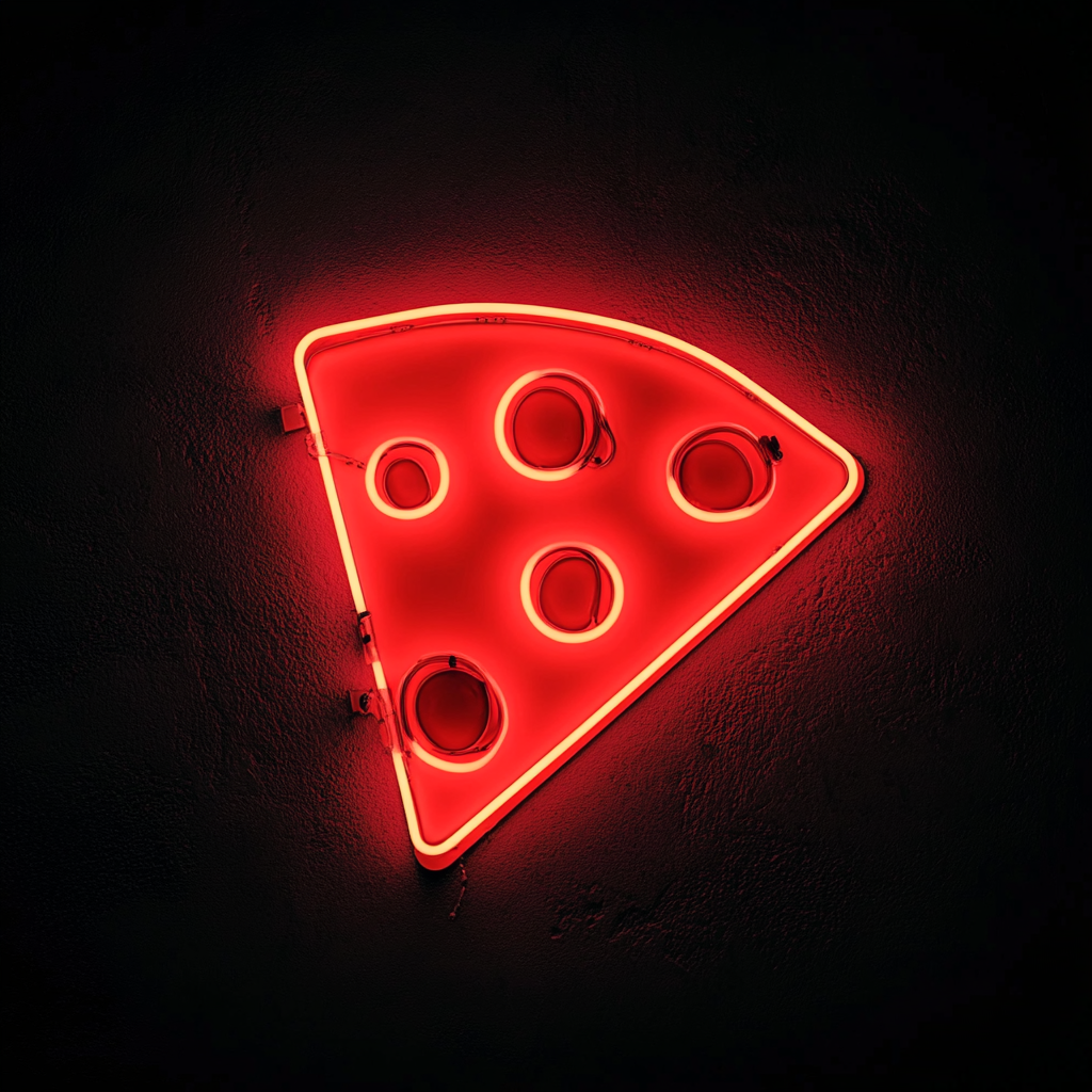 Cheese Slice - Red Neon Sign, 24 Inches