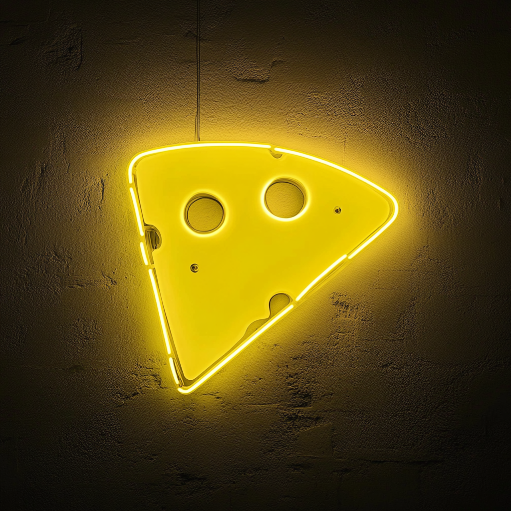 Cheese Slice - Yellow Neon Sign, 24 Inches