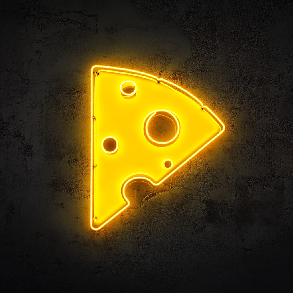 Cheese Slice - Yellow Neon Sign, 24 Inches