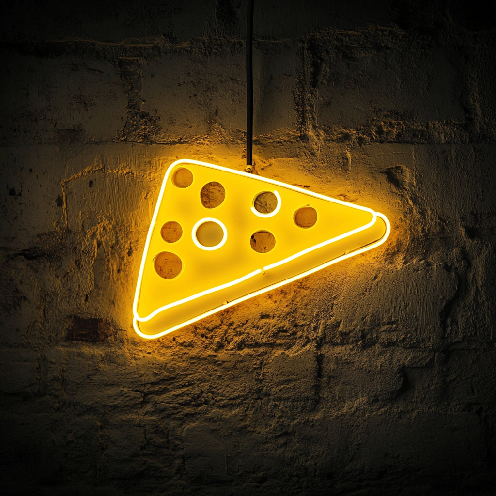 Cheese Slice - Yellow Neon Sign, 18 Inches