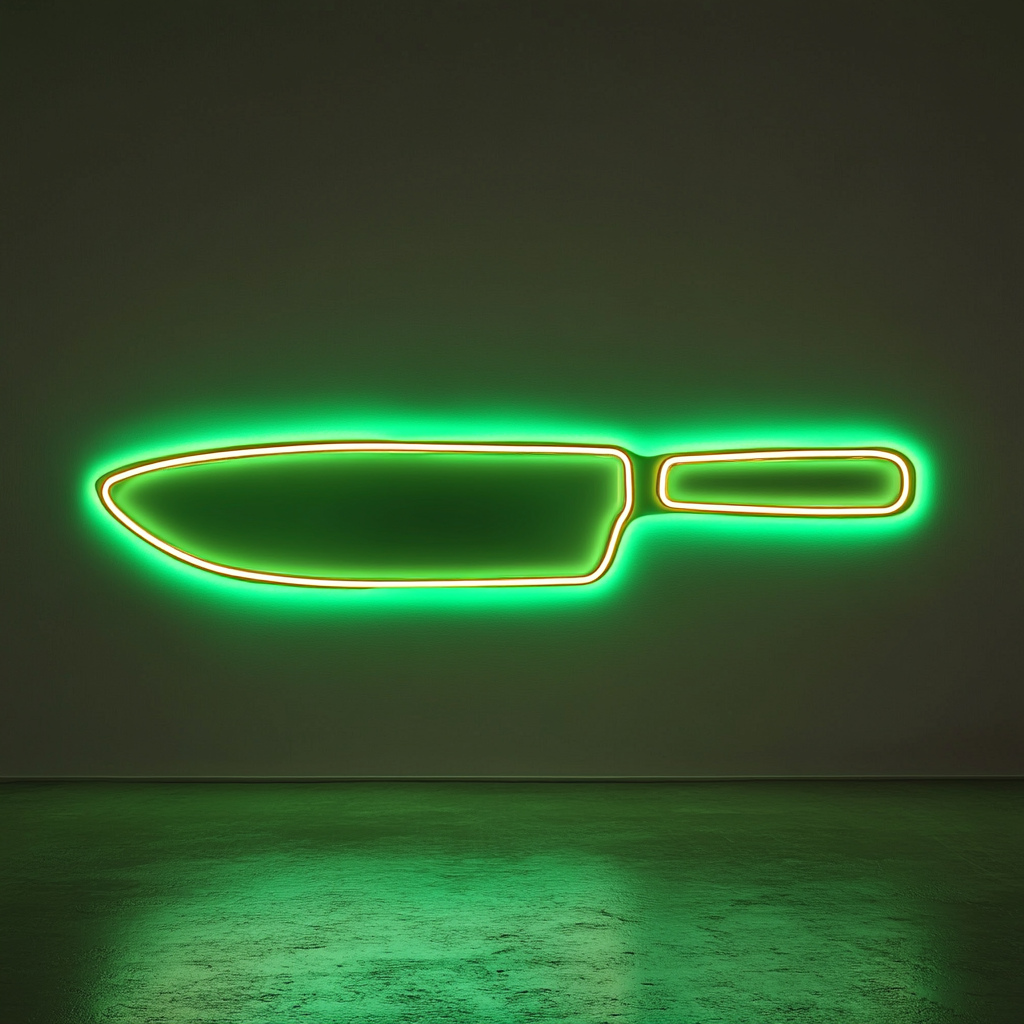 Chef Knife - Green Neon Sign, 18 Inches