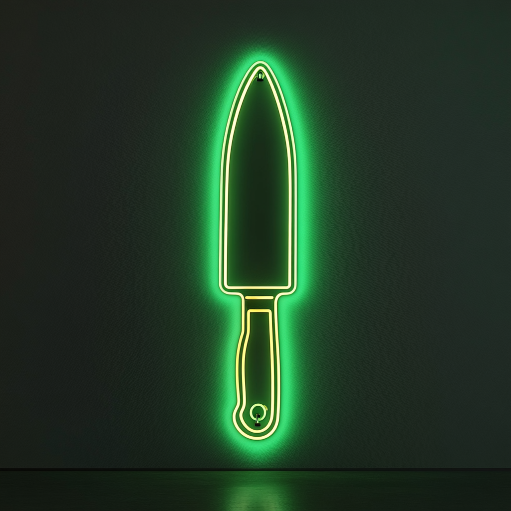 Chef Knife - Green Neon Sign, 24 Inches