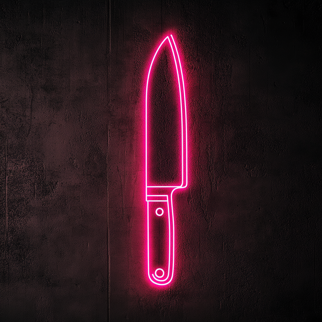Chef Knife - Pink Neon Sign, 24 Inches