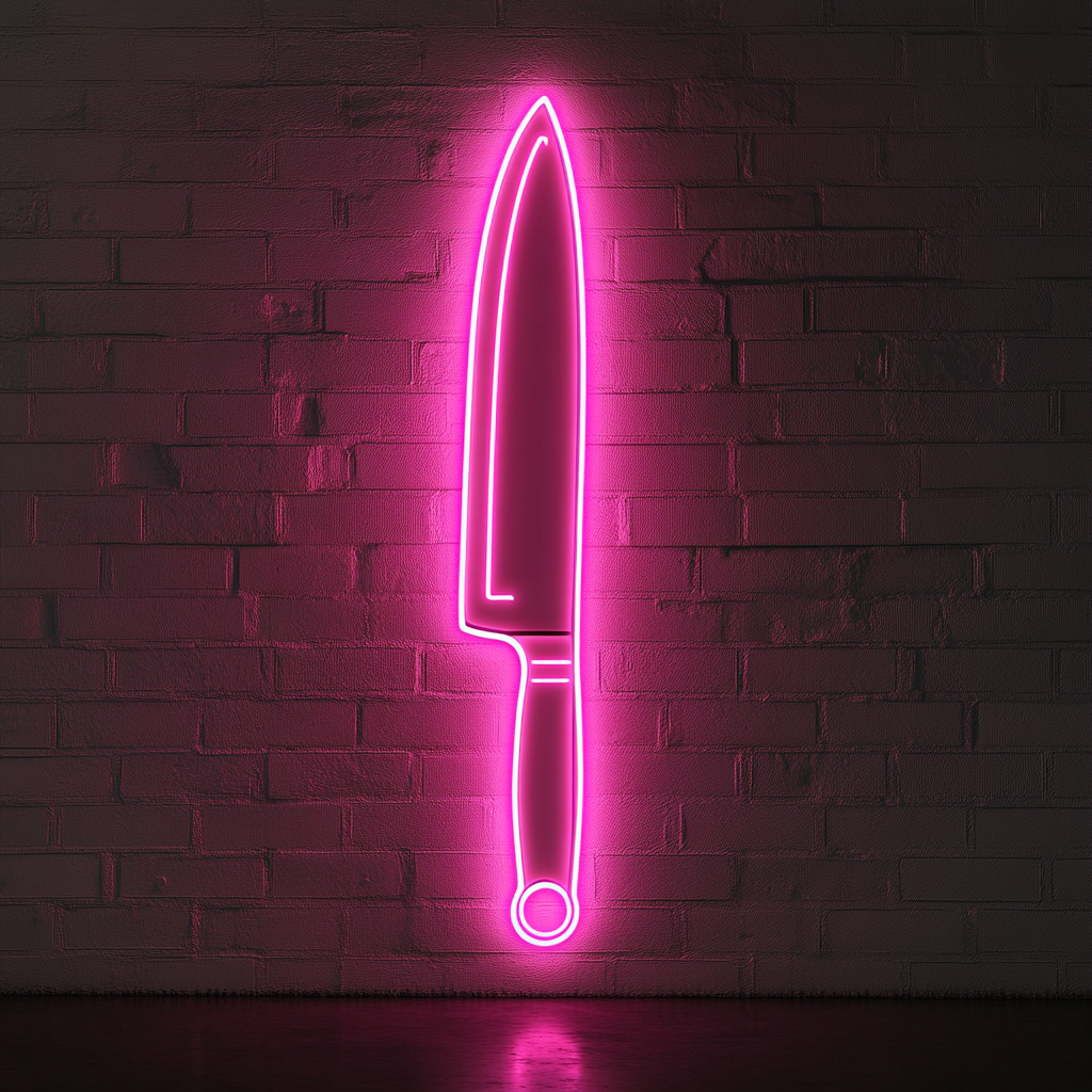 Chef Knife - Pink Neon Sign, 24 Inches