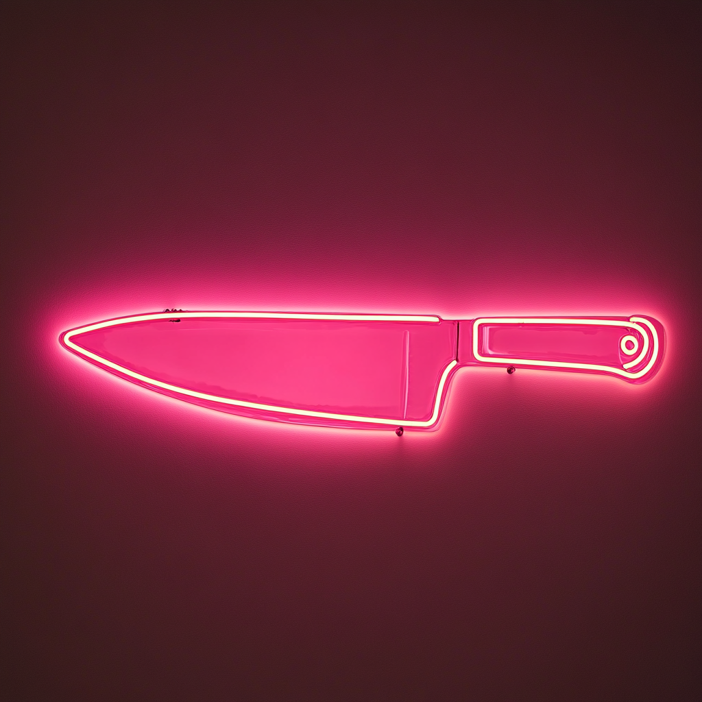 Chef Knife - Pink Neon Sign, 24 Inches
