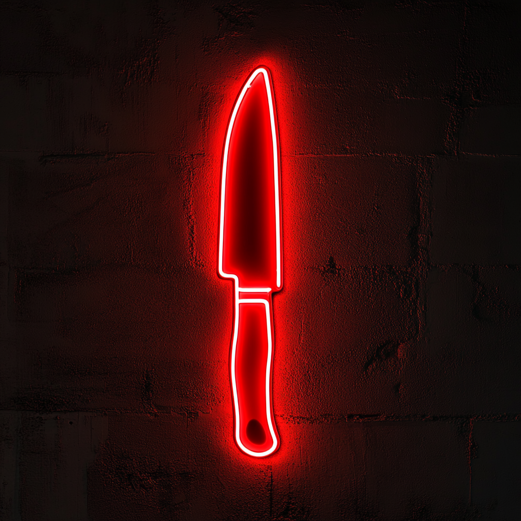 Chef Knife - Red Neon Sign, 24 Inches