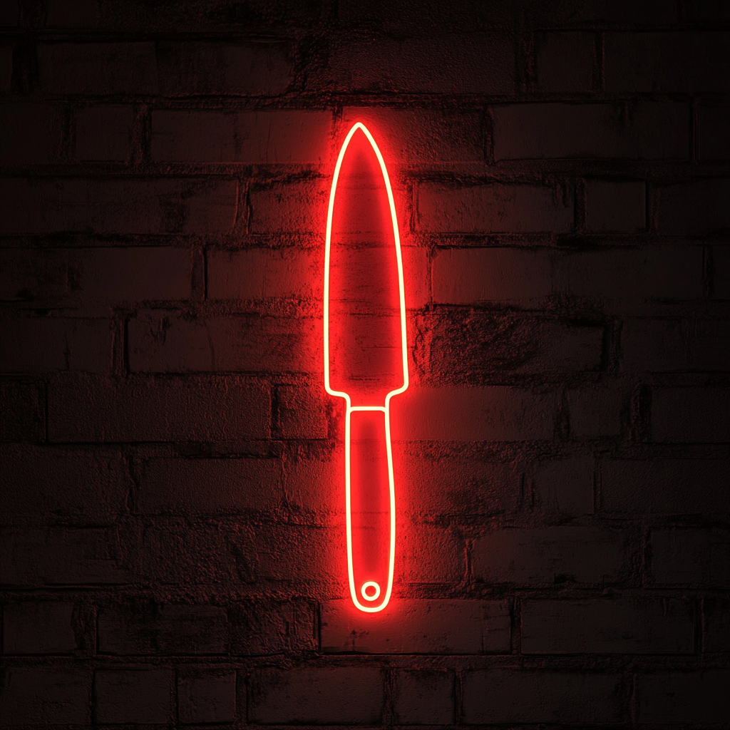 Chef Knife - Red Neon Sign, 24 Inches